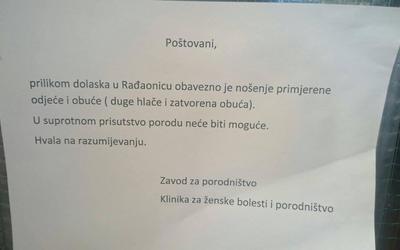 Primjerenost odjeće i obuće pratnje na porodu ponovo aktualna