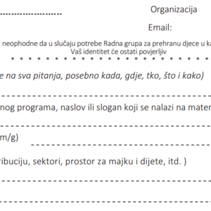 Monitoring pravilnika Nadomjestaka za majčino mlijeko u kriznim situacijama